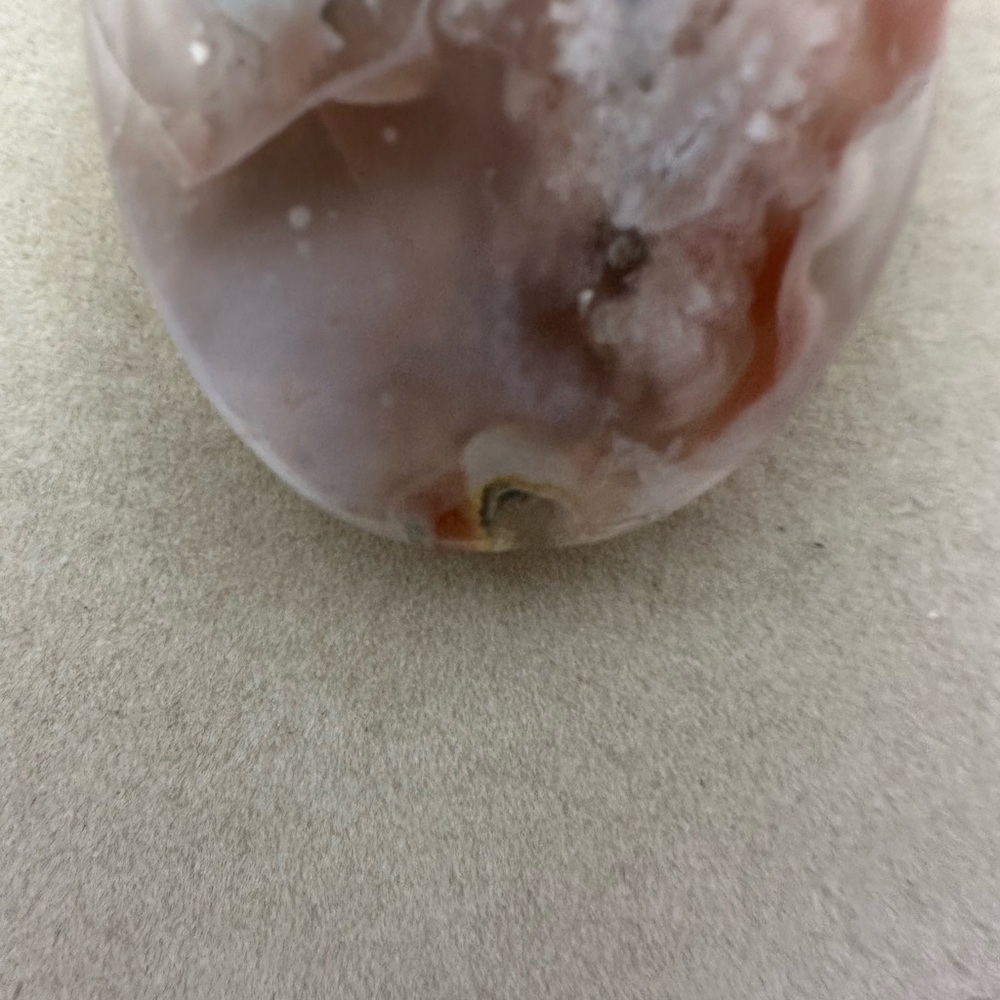 Oval Flower Agate Pendant on Satin Rope - Picture 5 of 11